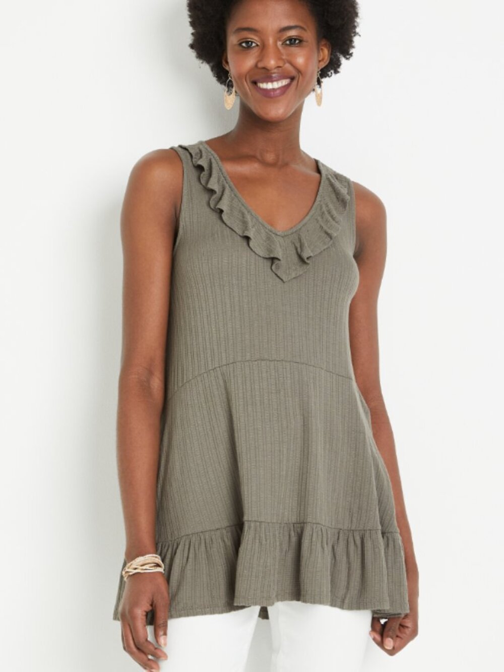 Maurices ruffle trim babydoll tank top